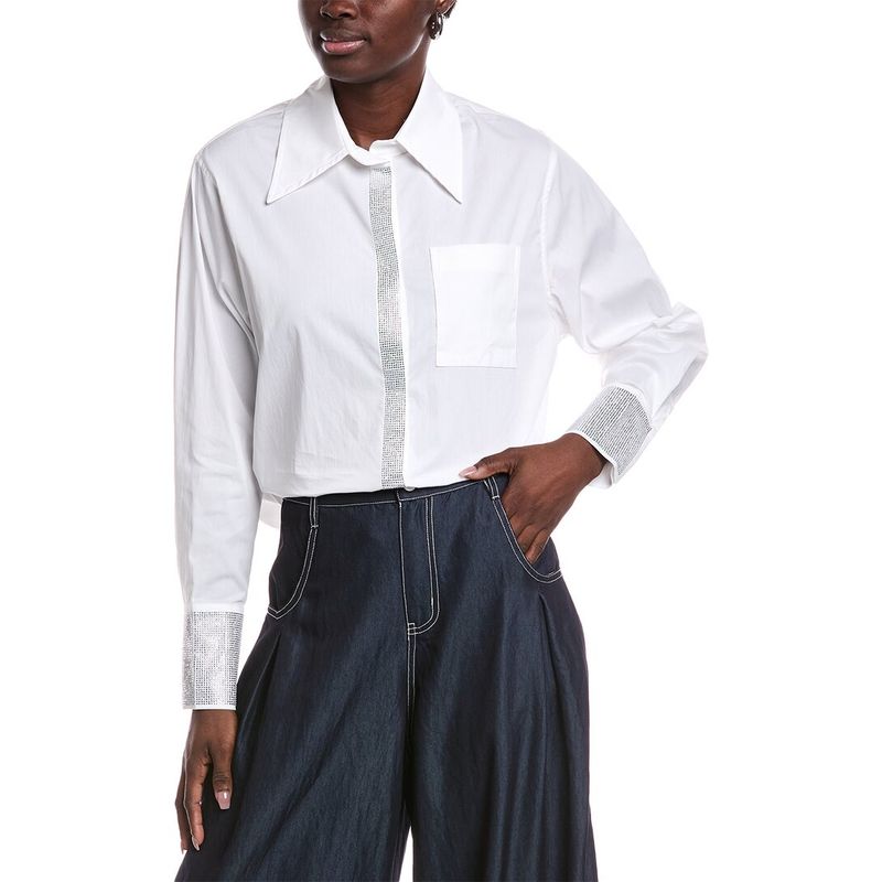 Gracia White Blouse With Silver Accents